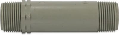 Pijpnippel PVC 1/2" buitendraad 10bar grijs 300 mm
