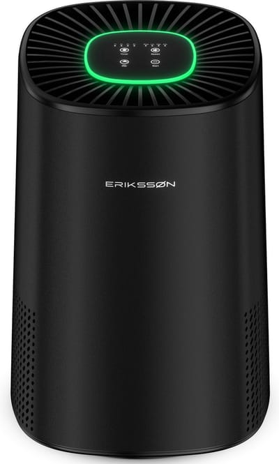 Erikssøn Luchtreiniger Pro Series Elite - Zwart - 240 m3/u - Vermindert Stof En Pollen - Hepa 14 Filter - Instelbare Ionisator - Air Purifier - Extra stil in slaapmode - Clean Air