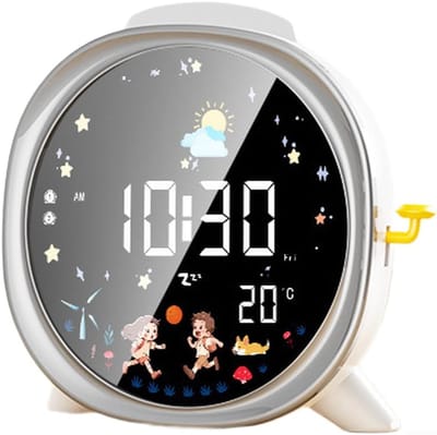 Digitale wekker - LCD klok - Rustig wakker worden - Zonsopgang simulatie - 15 x 15 cm - Technisch zilver
