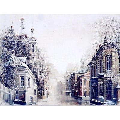 5D diamant mosaïque neige diamant broderie hiver ville bricolage diamant peinture décor à la maison 20X30CM gray