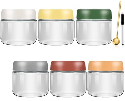 Set van 6 Inmaakpotten met Schroefdeksel, 300 ml Potten voor Overnight Oats, Jam, Yoghurt en Salades