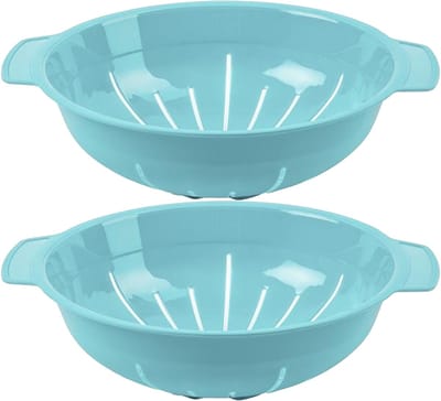 Plasticforte Keuken vergiet/zeef - 2x - kunststof - Dia 25 cm x Hoogte 8 cm - blauw