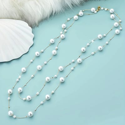 Livano Ketting - Dames - Staal - Nep zilver - Met Hanger - Wit