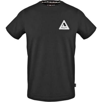 Aquascutum Heren-T-shirt met driehoekig logo en ronde hals (Zwart)