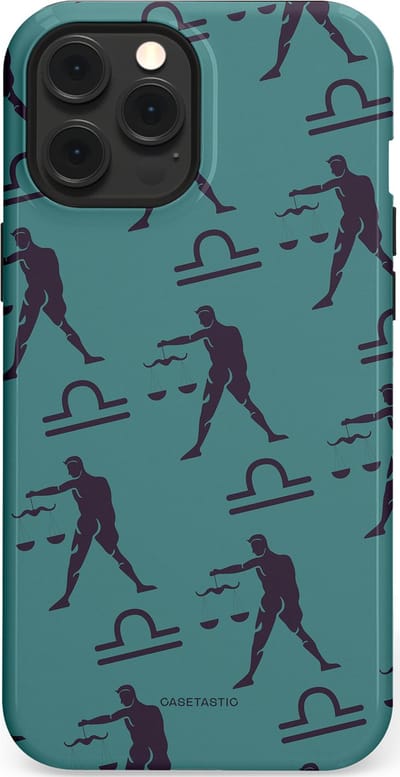 Casetastic Hoesje Geschikt voor Apple iPhone 12 Pro Max Magsafe - Stijlvolle Beschermende Duo-layer Case - Zodiak weegschaal