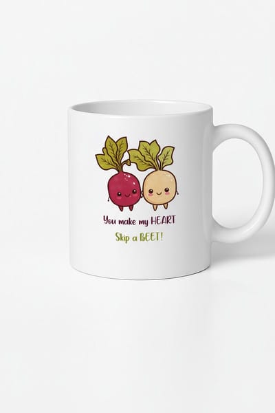 Grappige Bieten Mok met Hartslag Woordspeling - 'You Make My Heart Skip a Beet' - Unieke Koffiemok Cadeau Liefde
