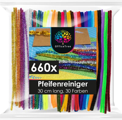 OfficeTree Pijpenragers 660-delig - 30 Kleuren incl. Glitterkleuren - Chenille Draad - Knutselset voor Kinderen - Knutselpakket voor DIY en Decoratie