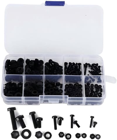 Schroef Moer Set - Bevestigingsmateriaal Kit - Klussen Binnen - 270 Delige Set - Maten Assortiment - Zwart