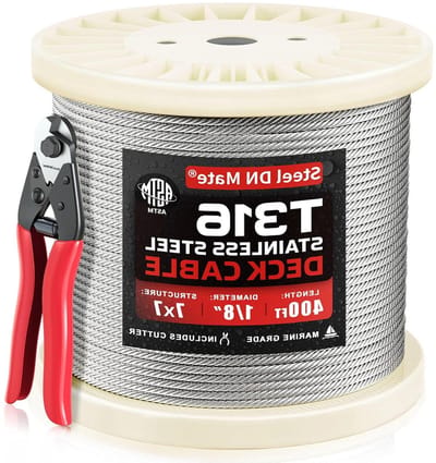Roestvrijstalen Kabel - Staaldraad Reling - Terras Reling Bouwen - Marine Grade T316 - 400 voet - Zilver
