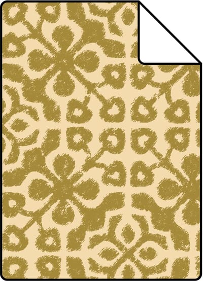Proefstaal ESTAhome behang verweerde tegels olijfgroen - 26.5 x 21 cm - 131479-S