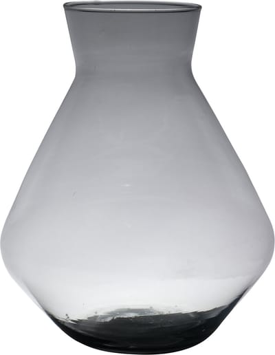 Hakbijl Glass Bloemenvaas Alexandra - transparant zwart - eco glas - 19 x 25 cm - smoke glas