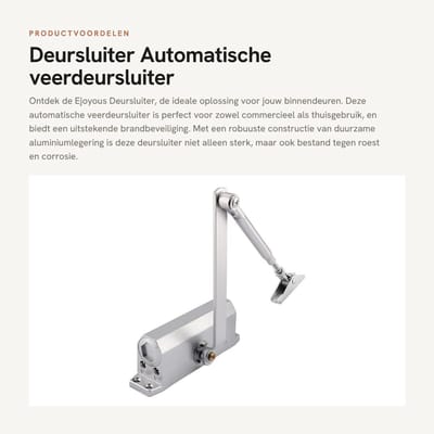 Dailygoods- Deursluiter Automatisch - Verstelbaar - Hydraulisch - Deurveer - Deurdranger - Geschikt voor deurgewicht 35-60 kg - Deurdichter