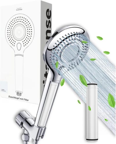 SnelShoppen - Douchekop met Waterfilter - Waterbesparende Douchekop met Filter, 3 Verstelbare Spuitstanden, Regen Douchekop met Hoogdruk, Chroom