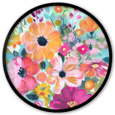 Poster in lijst Rond - Fotolijst 40x40 cm - Posters - Bloemen - Schilderij - Natuur - Botanisch - Ronde posterlijst zwart - Decoratie - Wanddecoratie woonkamer - Muurdecoratie slaapkamer