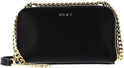DKNY Leren Schoudertas Avondtas Felicia Double Zip Crossbody Blk / Gold Zwart