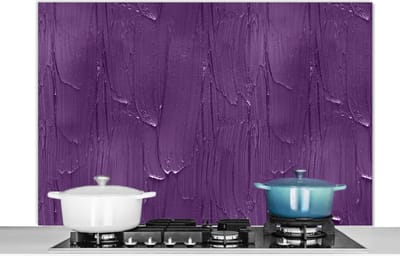 Spatscherm Keuken - Kookplaat Achterwand - Spatwand Fornuis - 120x80 cm - Verf - Paars - Patronen - Aluminium - Wanddecoratie - Muurbeschermer - Hittebestendig