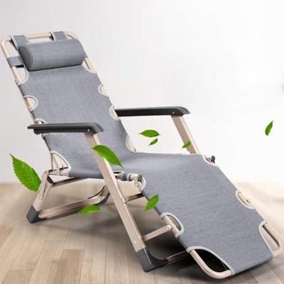 Opvouwbare ligstoel - Tuinstoel fauteuil - Buiten ontspannen - Verstelbare rugleuning - 178x66cm - Grijs