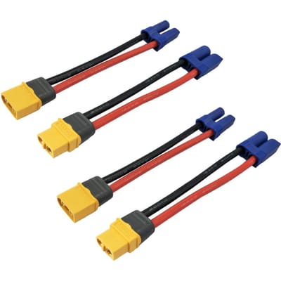 2 Paar XT60 naar EC5 Adapter Connectoren – 12AWG Siliconen Draad – Hoge Kwaliteit voor RC Modellen en Drones – Geel