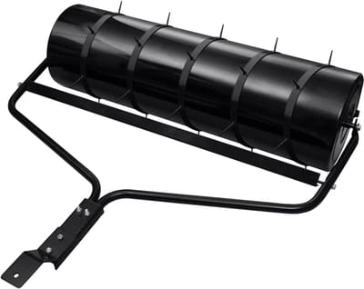 Tuinwals Gazonbeluchter - Wals met klemmen - Gazon Onderhoud - Robuust ijzeren frame - 63 l - Zwart