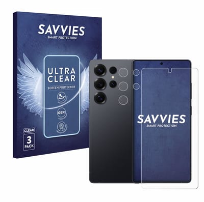 Savvies - Screenprotector voor Samsung Galaxy S25 Ultra Enterprise Edition (Voor+Camera) - Folie Beschermfolie transparant 6 Stuks