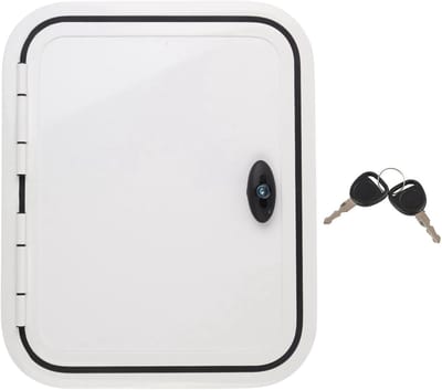 Ruimtebesparende RV Toegangsd deur met 180 graden opening, UV-bescherming en aluminium frame - H500 W400mm