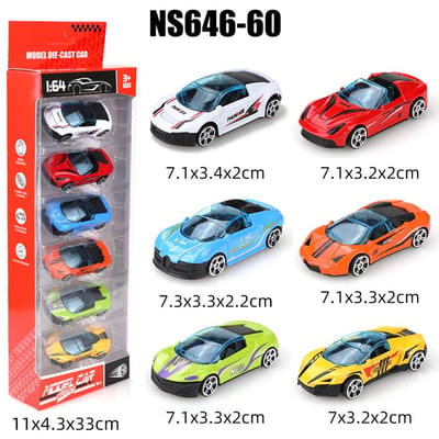 (Doos van 6) Die-cast Model Sportwagen Schaal 1/64, Auto Interieur Decoratie, Zakmodel Auto, Klein En Verfijnd Speelgoed voor Kinderen.