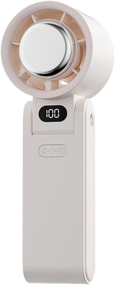 Oplaadbare draagbare ventilator | Ventilator geschikt voor reizen | Handluchtkoeler met LED-scherm, 3600mAh, 100 snelheden, draaibare basis, geschikt voor strand, wandelen, buiten