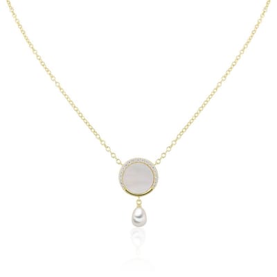 Luna-Pearls - 216.1011 - Ketting - Dames - 925er Zilver ve Roségouduld - Zoetwatercultuurparel en Zirkonia - 45cm
