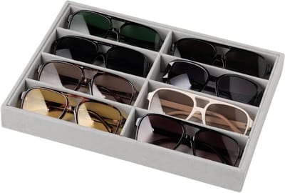 Sunglasses Organizer Tray met 8 Slots voor Mannen en Vrouwen, Stapelbare Brilhouder en Eyeglasses Display voor een Nettere Opberging