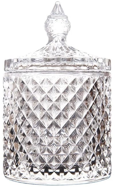 Dailygoods - Helder glas Candy Jar - Diamantvorm - Decoratieve pot - 300 ml - Opslag voor snoepjes en koekjes - Vaatwasserbestendig - Transparant