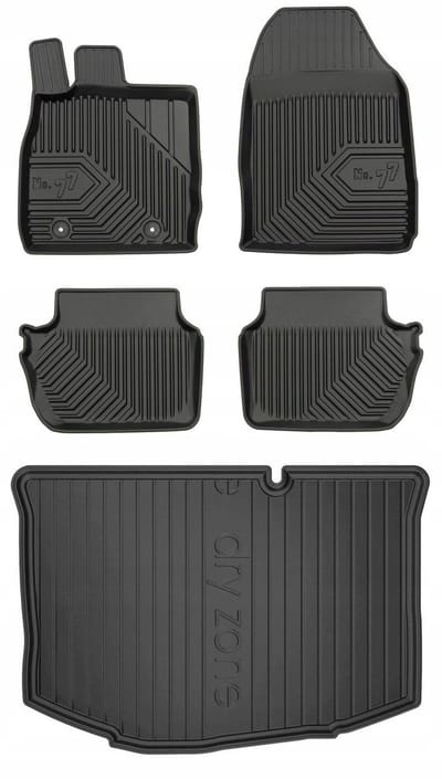 Premium Interieur Beschermset: No.77 Rubberen Mattenset + DryZone Kofferbakmat - Geschikt voor Ford Fiesta Mk7 Hatchback (2008-2012) - TPE - Zwart - FROGUM