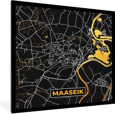 Fotolijst incl. Poster - Kaart - Maaseik - Plattegrond - Stadskaart - Goud - 40x40 cm - Posterlijst