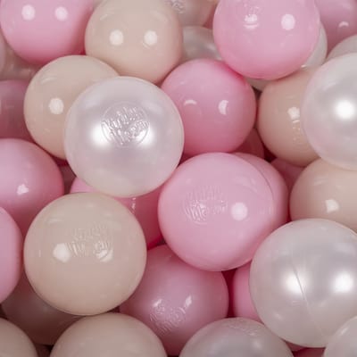 KiddyMoon Ballenbak 200 Ballen 7 cm Zacht Ideaal Voor Ballenbak Speeltenten En Springkastelen Kleurrijk Duurzaam Gemaakt In EU Voor Binnen En Buiten - Pastelbeige Poederroze Parel