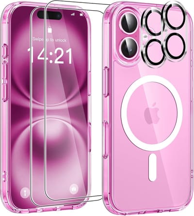 Schokbestendig Doorzichtig Hoesje | Geschikt voor: iPhone 16 Plus - Back Cover Transparant + 2x Tempered Glass Screen Protector + 2x Camera Protector | Compatibel met MagSafe