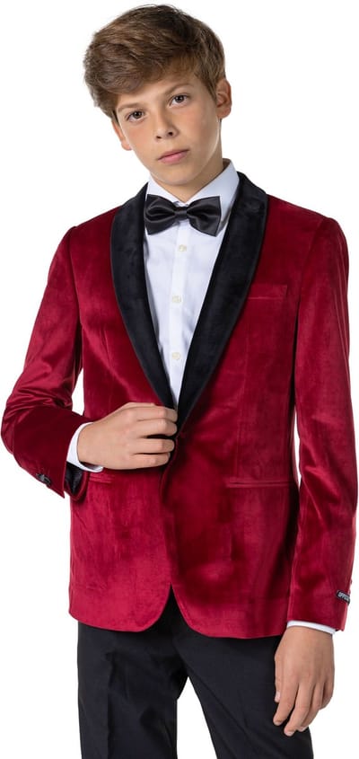 OppoSuits Deluxe Dinner Jacket - Burgundy - Tiener Blazer - Colbert - Rood - Maat 10 Jaar