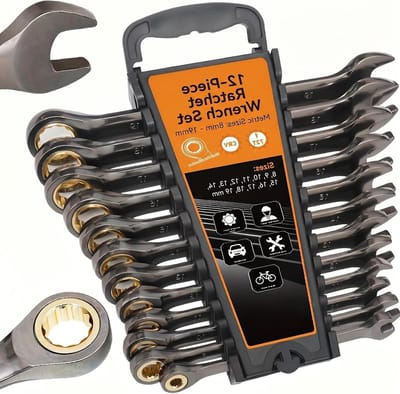 72 Tanden Ratchet Ring Sleutelset van 12 Stuks, 8-19 mm, Vaste Kop, Voor Fietsen, Auto's en Klussen