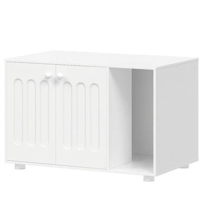 Kattenkast – Voor Binnenkatten – Modern Kattenhuis met Deur en Scheidingswand, Stevig Meubel met Poten – Wit
