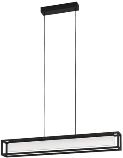 GUALAJO LED Hanglamp Zwart - Moderne dimbare hanglamp van staal en satijnacryl, energiebesparende plafondlamp voor woon-/eetkamer, IP20, 5 jaar garantie