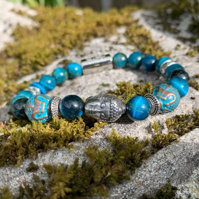 Dragon Bracelets - Heren Armband - Double Faced Buddha - Blauw Tijgeroog - Natuursteen