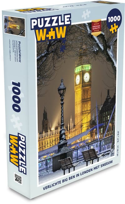 Puzzel Verlichte Big Ben in Londen met sneeuw - Legpuzzel - Puzzel 1000 stukjes volwassenen