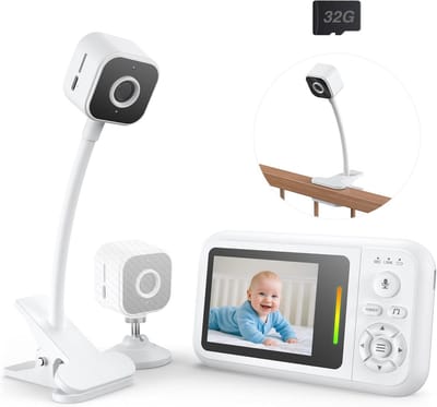 Babyfoon camera met clip en houder - 1080p met nachtzicht, bidirectionele audio en huildetectie