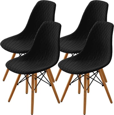 Moderne Stoelhoezen voor Eetkamerstoelen - 2/4/6 Stuks - Gevoerde en Stijlvolle Bescherming (Zwart)