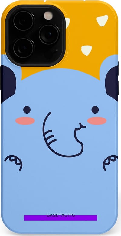 Casetastic hoesje geschikt voor Apple iPhone 13 Pro Max - MagSafe - Dubbellaagse bescherming - Knuffel van olifant - Fashion Case - Lichtblauw Okergeel