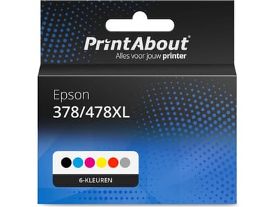 PrintAbout huismerk Inktcartridge 378/478XL (C13T379D4010) 6-kleuren Multipack Hoge capaciteit Geschikt voor Epson