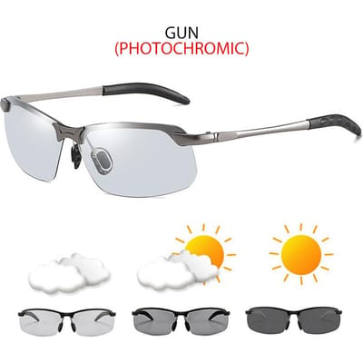 Modieuze Half Frame Fotochrome Zonnebril Heren Dames Klassieke Kameleon Gepolariseerde Zonnebril Heren Vintage Vissen Autorijden Schaduwen white