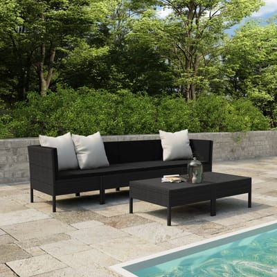 vidaXL - 6-delige - Loungeset - met - kussens - poly - rattan - zwart