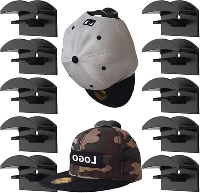 Muurplank voor Hoeden, 10 Stuks Zelfklevende Hoedenhaken, Wandmontage voor Hoeden, Sjaals, Tassen en Handdoeken, Ideaal voor Organisatie en Ruimtebesparing