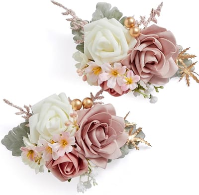 Kunstmatige Boutonniere - Roze Corsage - Bruiloft Decoratie - Set van Twee - 165 cm Lengte - Roze