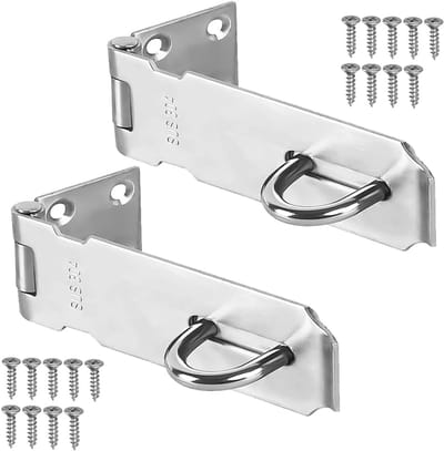 2 stuks anti-overval 12,7 cm, slotbout, sluitgrendel, 304 roestvrij staal slotbout anti-overval, overworpen grendel, veiligheidsbeugels met schroeven sluitgrendel voor hangslot, kasten, poorten