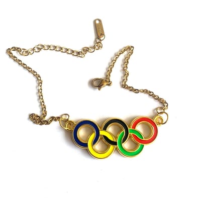 Enkelband - Olympische Ringen - Goud kleur - Olympische Spelen - Parijs - 2024 - Peking - Beijing - Kleur - Sportsieraad - Sieraden - Sportsieraden